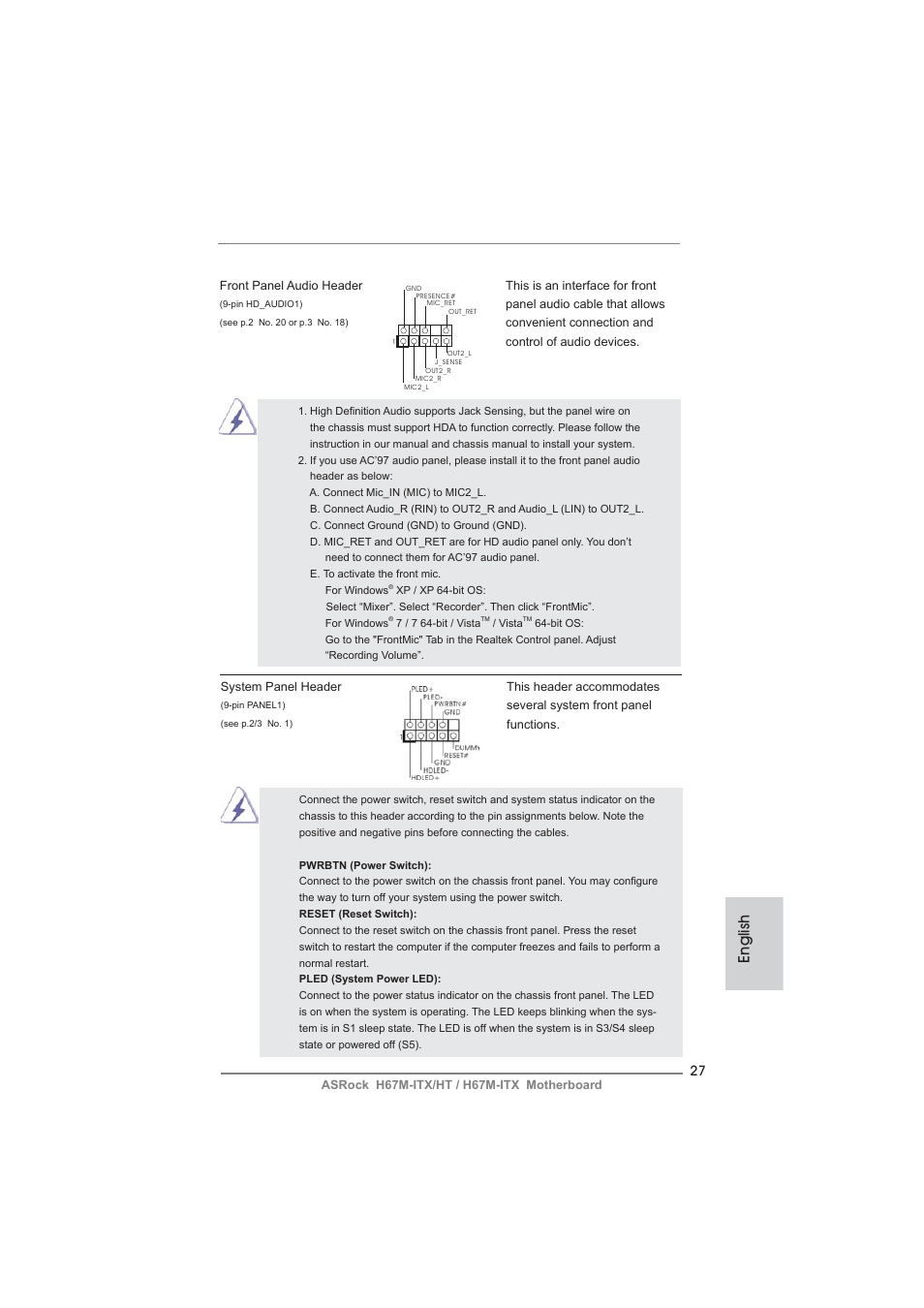 English | ASRock H67M-ITX User Manual | Page 27 / 243