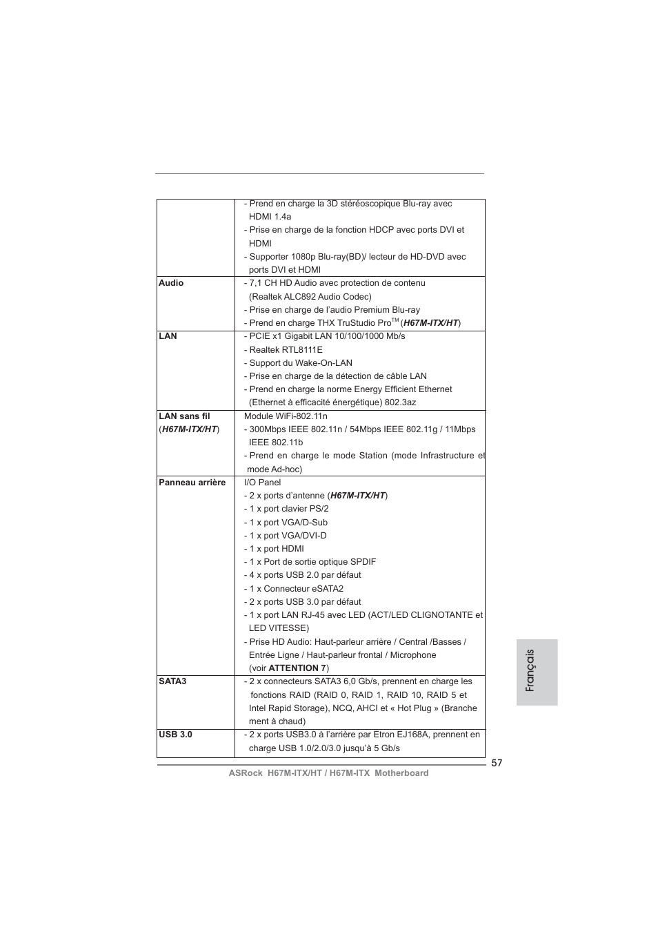 Français | ASRock H67M-ITX User Manual | Page 57 / 243