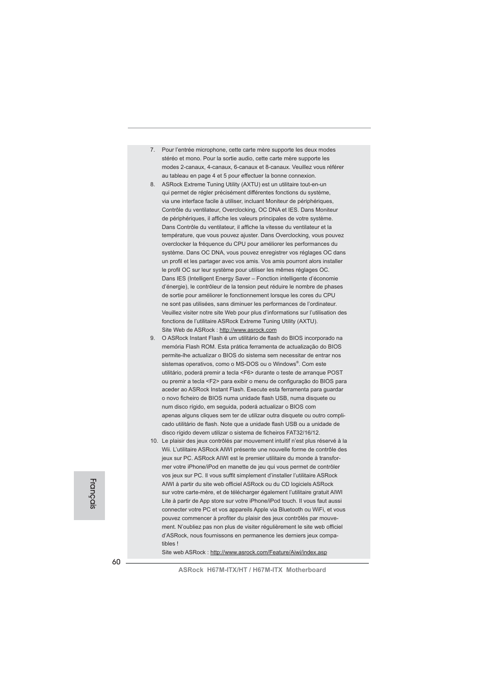 Français | ASRock H67M-ITX User Manual | Page 60 / 243