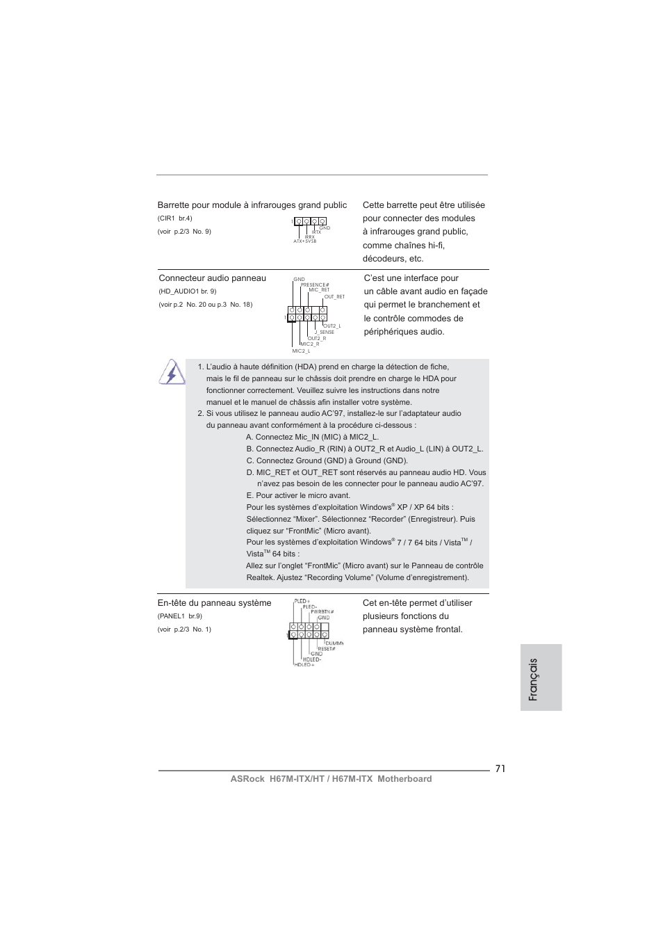 Français | ASRock H67M-ITX User Manual | Page 71 / 243