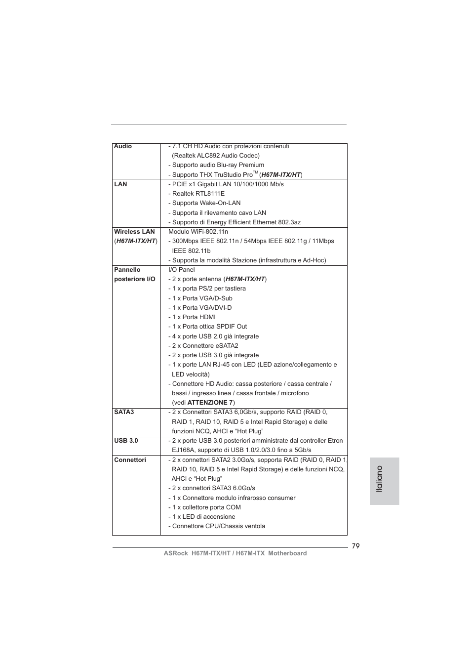 Italiano | ASRock H67M-ITX User Manual | Page 79 / 243
