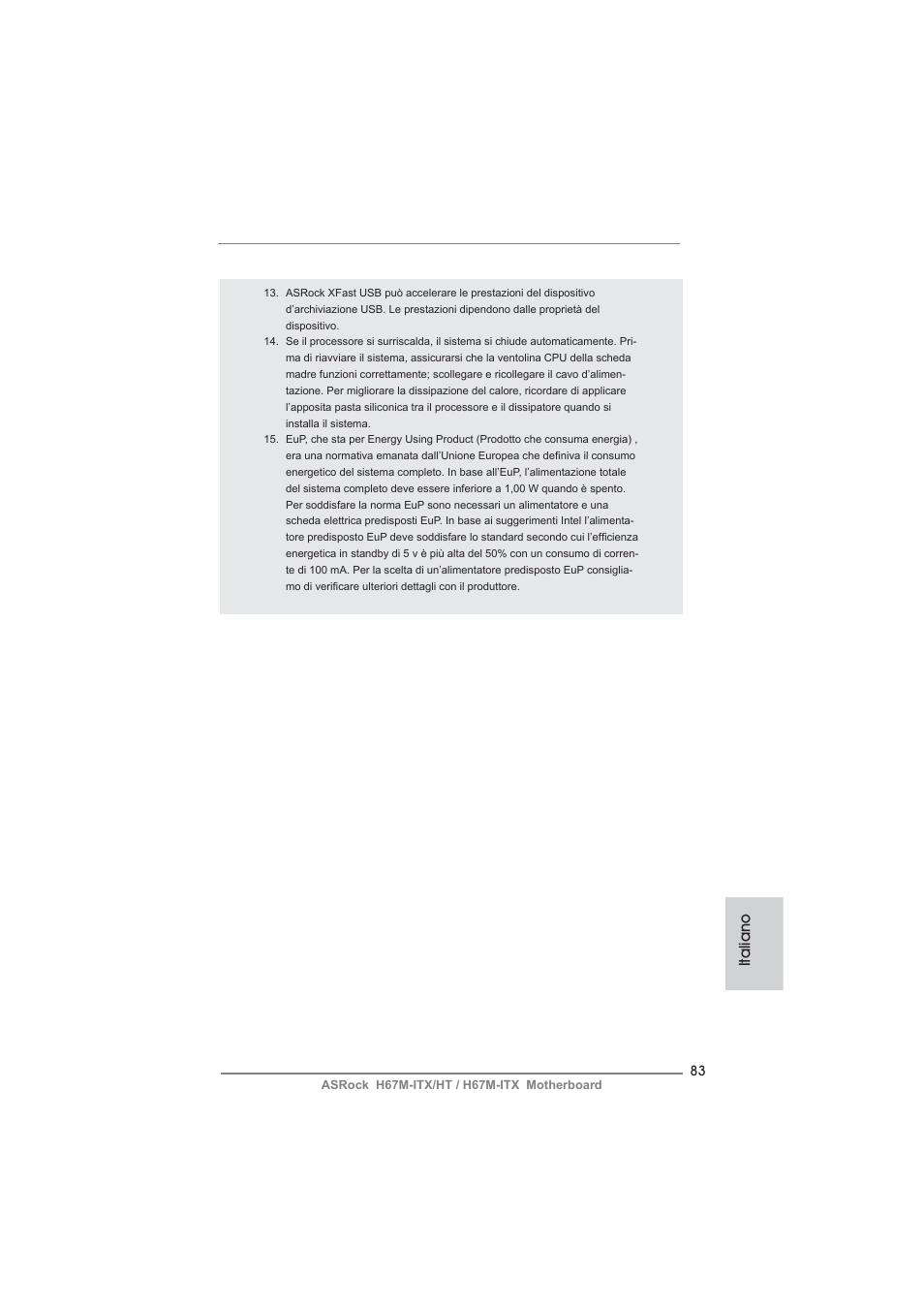 Italiano | ASRock H67M-ITX User Manual | Page 83 / 243
