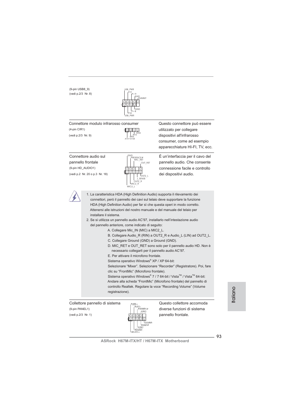 Italiano | ASRock H67M-ITX User Manual | Page 93 / 243