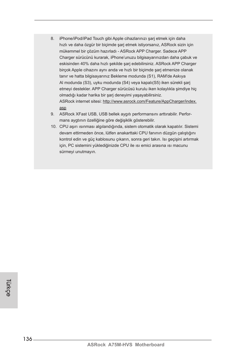 Türkçe | ASRock A75M-HVS User Manual | Page 136 / 232