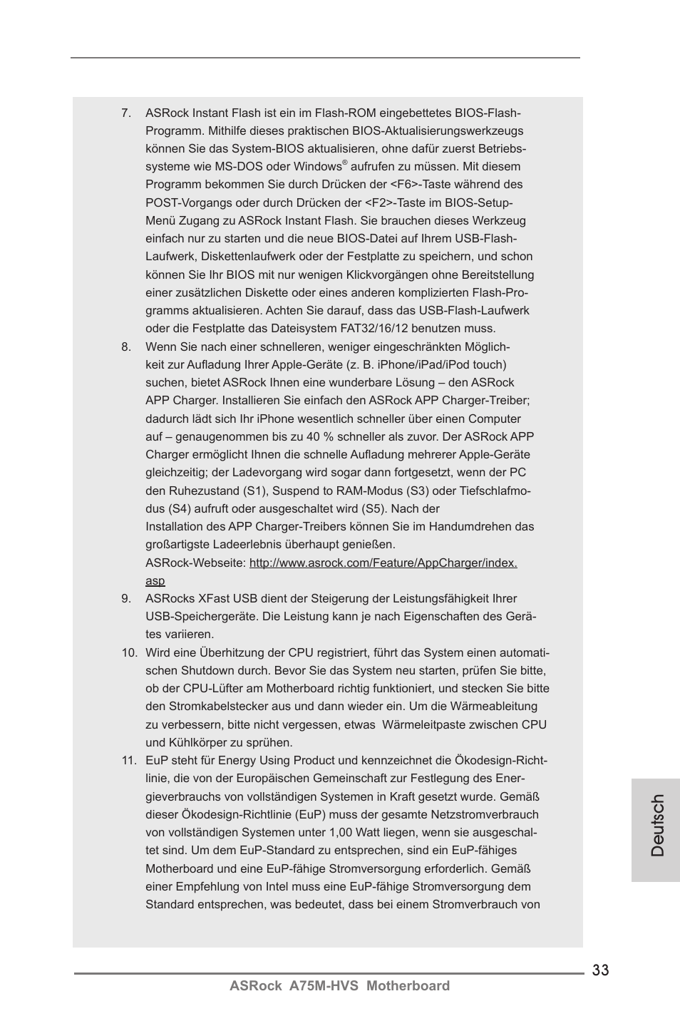 Deutsch | ASRock A75M-HVS User Manual | Page 33 / 232