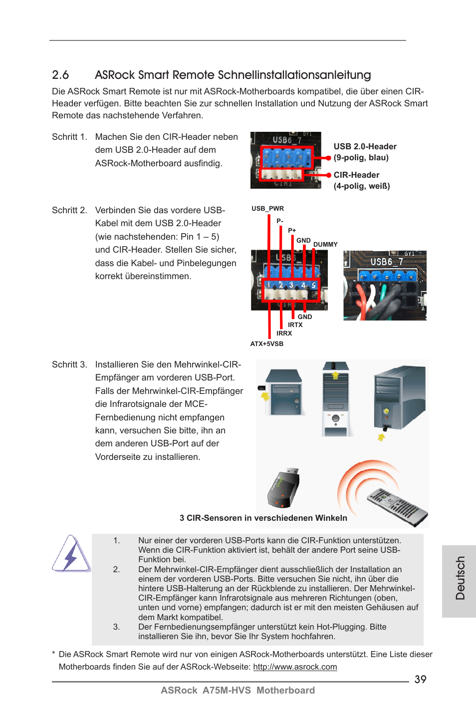 Deutsch | ASRock A75M-HVS User Manual | Page 39 / 232