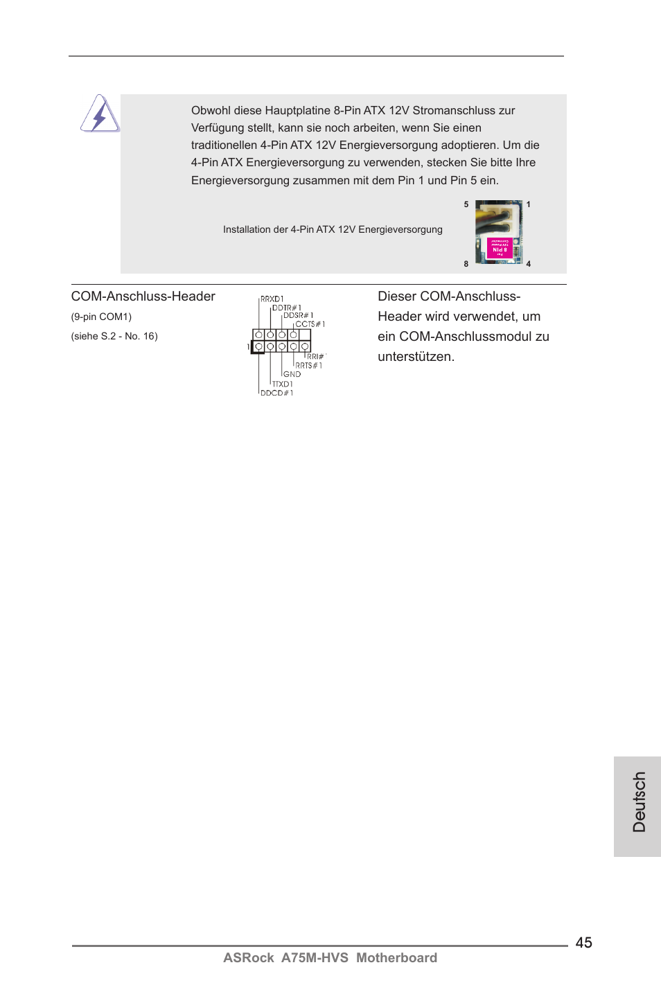 Deutsch | ASRock A75M-HVS User Manual | Page 45 / 232