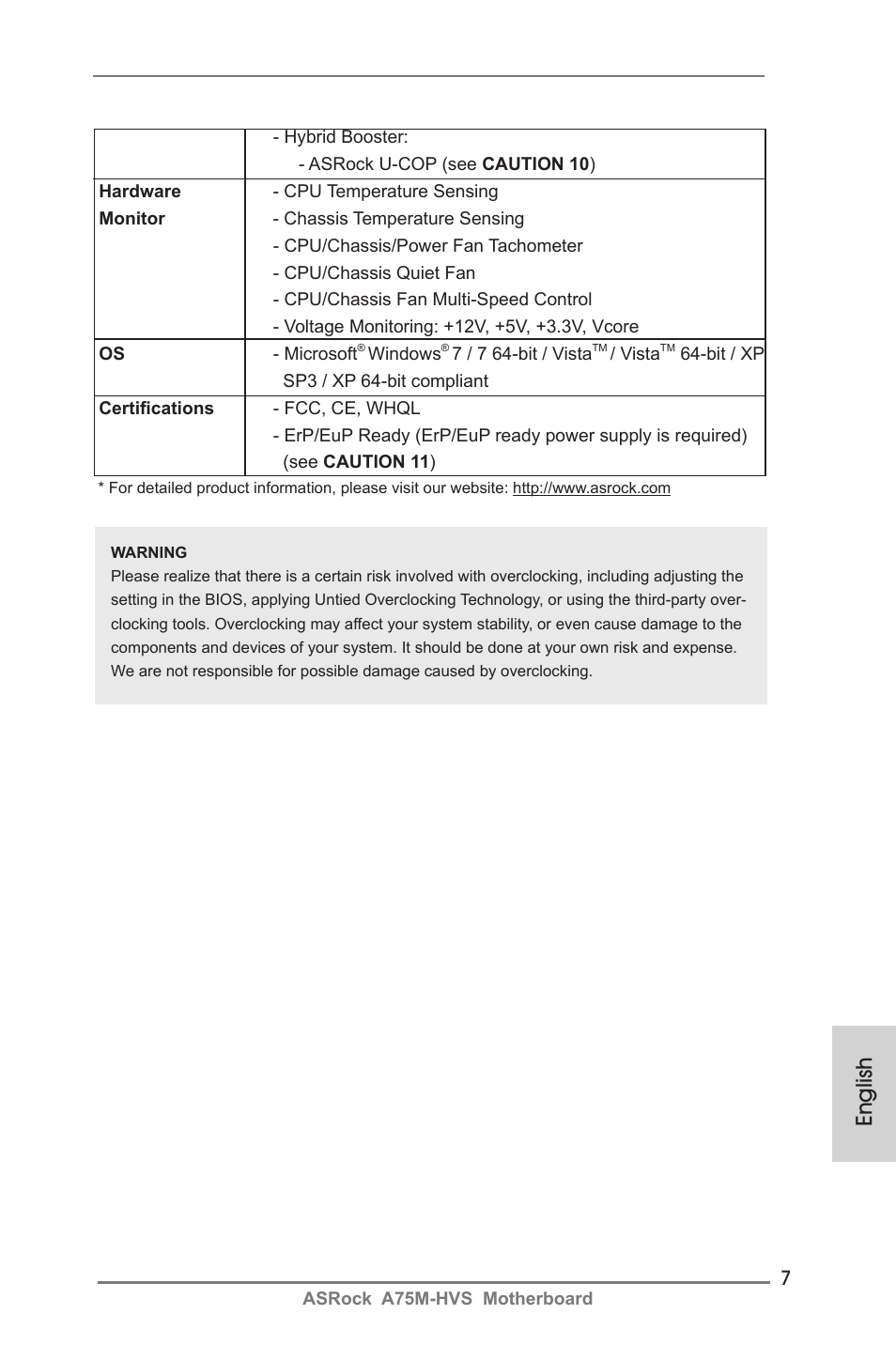 English | ASRock A75M-HVS User Manual | Page 7 / 232