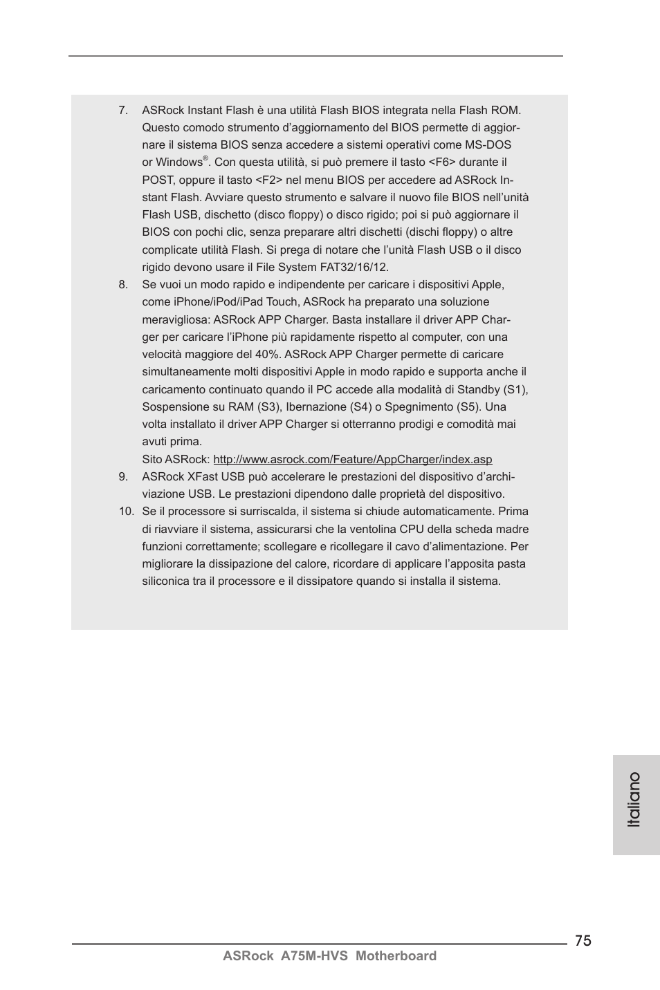 Italiano | ASRock A75M-HVS User Manual | Page 75 / 232