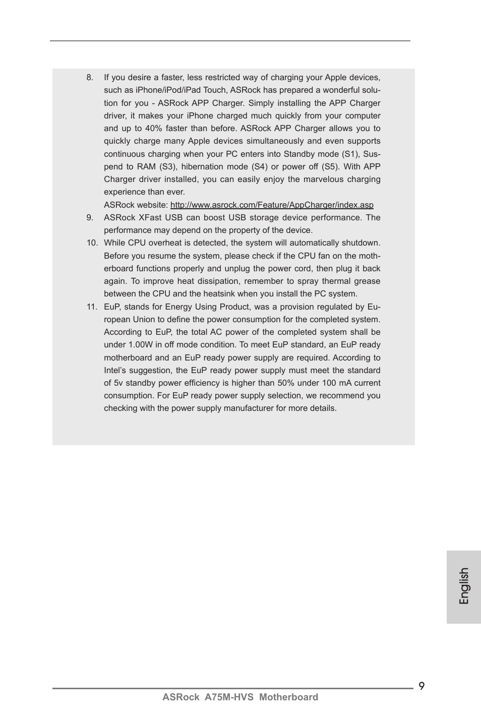 English | ASRock A75M-HVS User Manual | Page 9 / 232