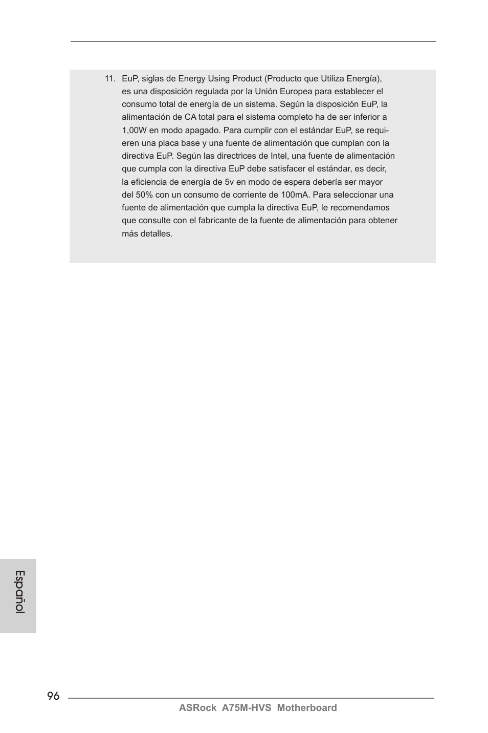 Español | ASRock A75M-HVS User Manual | Page 96 / 232