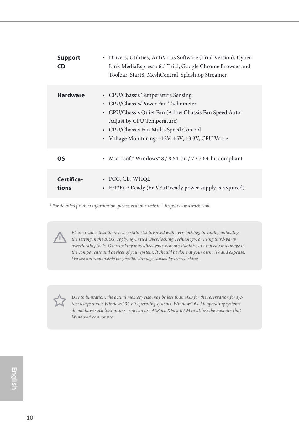 English z87 extreme9/ac | ASRock Z87 Extreme9__ac User Manual | Page 12 / 193