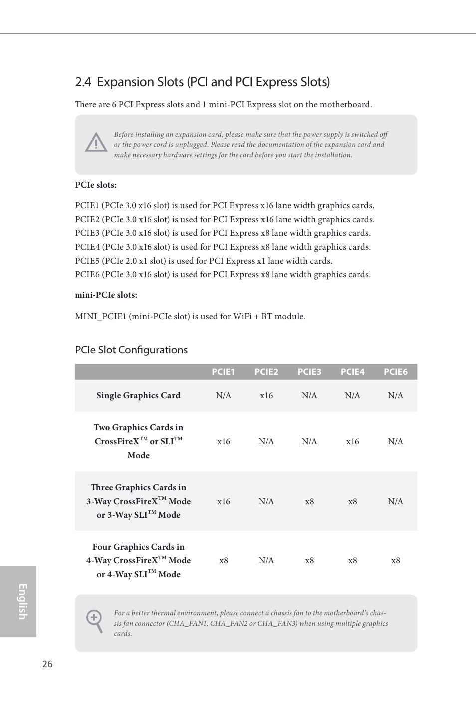 4 expansion slots (pci and pci express slots), English z87 extreme9/ac, Pcie slot configurations | ASRock Z87 Extreme9__ac User Manual | Page 28 / 193