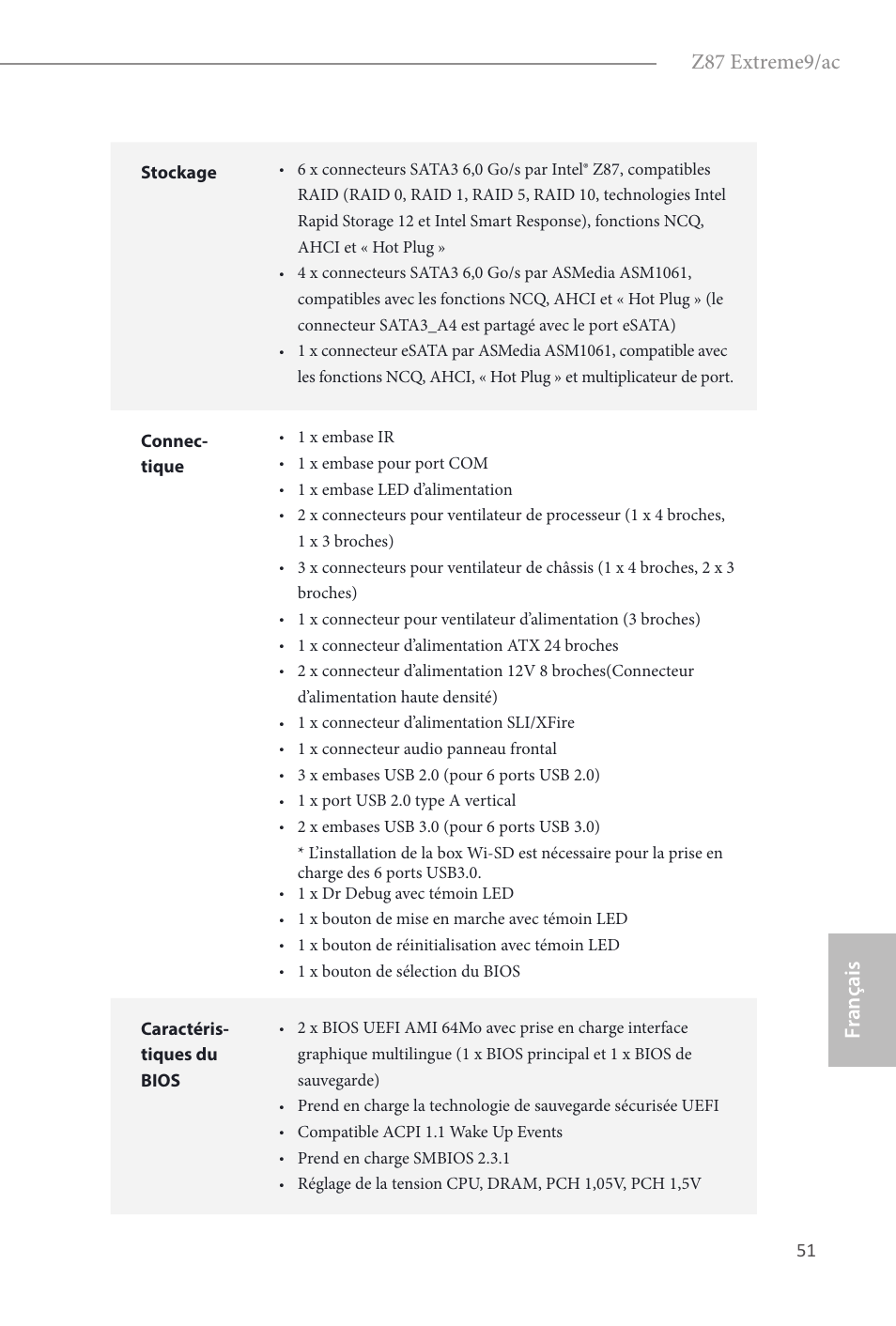 Z87 extreme9/ac, Fr ançais français | ASRock Z87 Extreme9__ac User Manual | Page 53 / 193