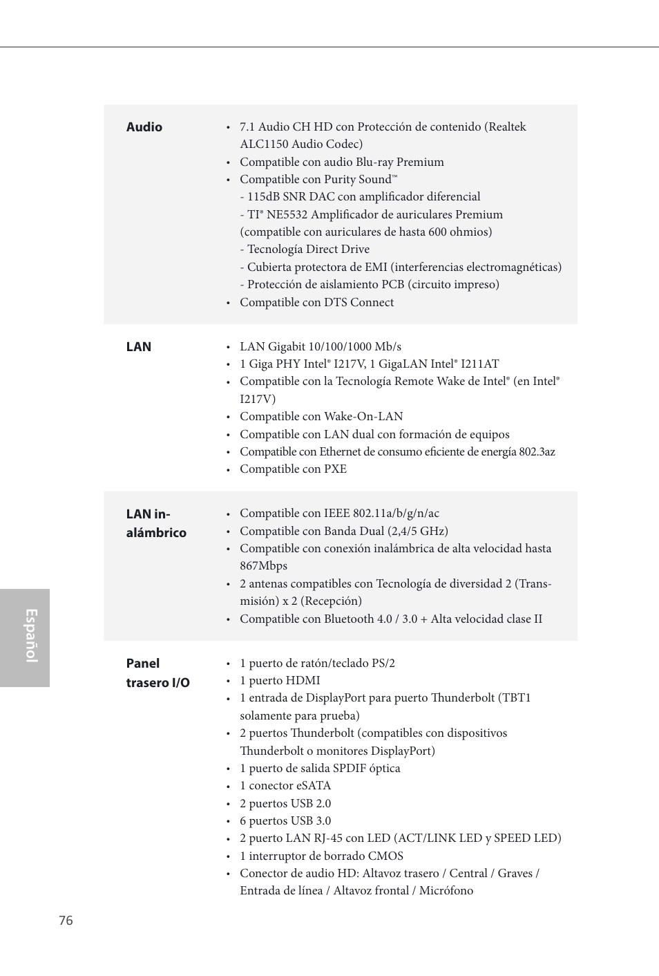 Z87 extreme9/ac, Español | ASRock Z87 Extreme9__ac User Manual | Page 78 / 193