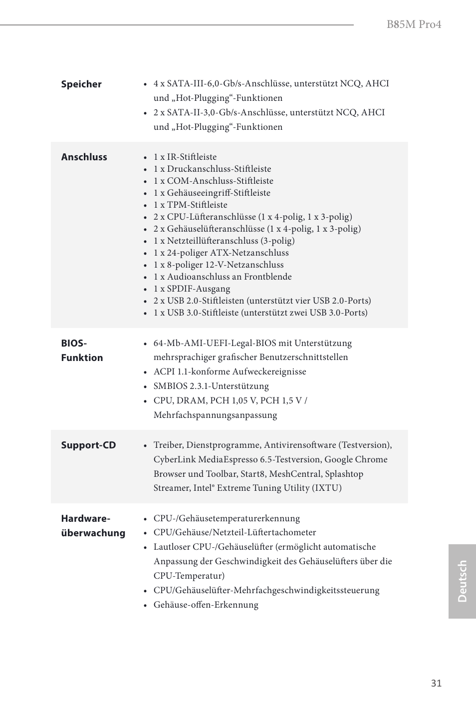 B 8 5m pro4, Deutsch | ASRock B85M Pro4 User Manual | Page 33 / 163