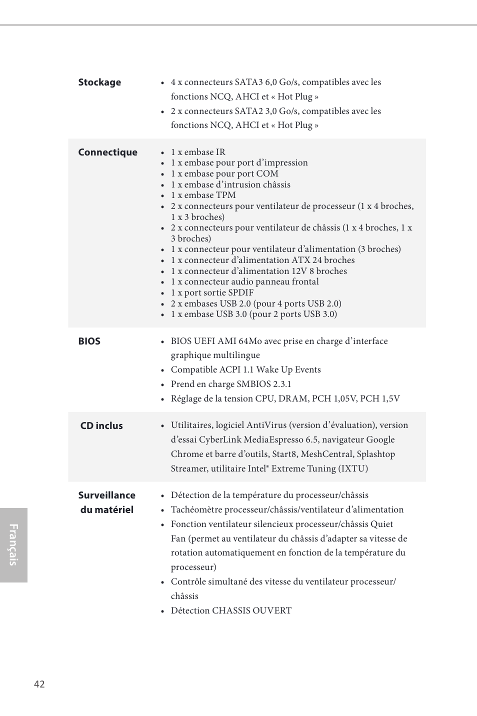 Français | ASRock B85M Pro4 User Manual | Page 44 / 163