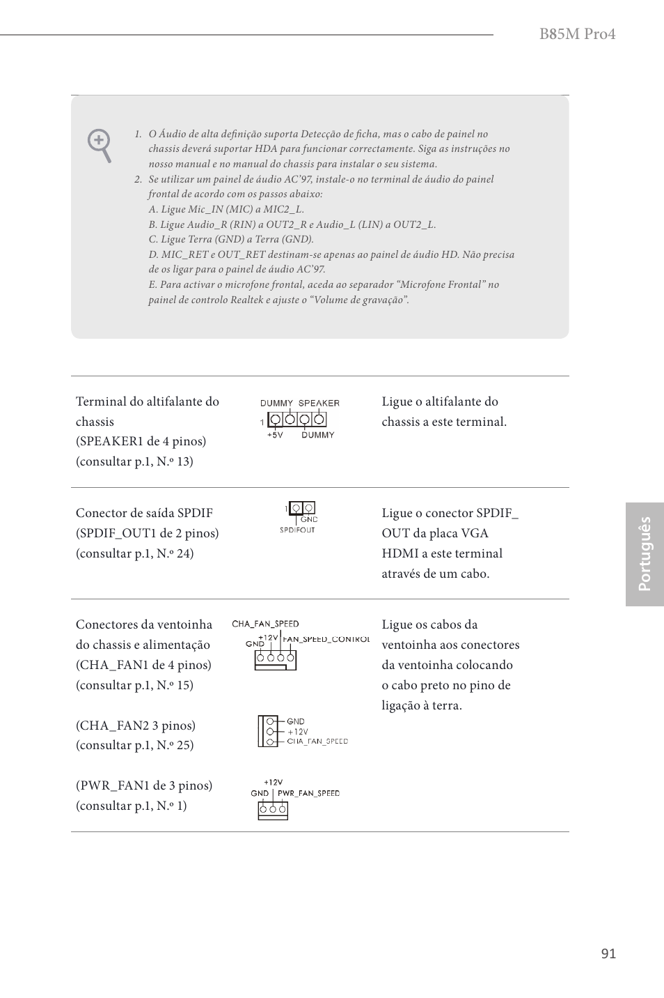 B 8 5m pro4, Por tuguês | ASRock B85M Pro4 User Manual | Page 93 / 163