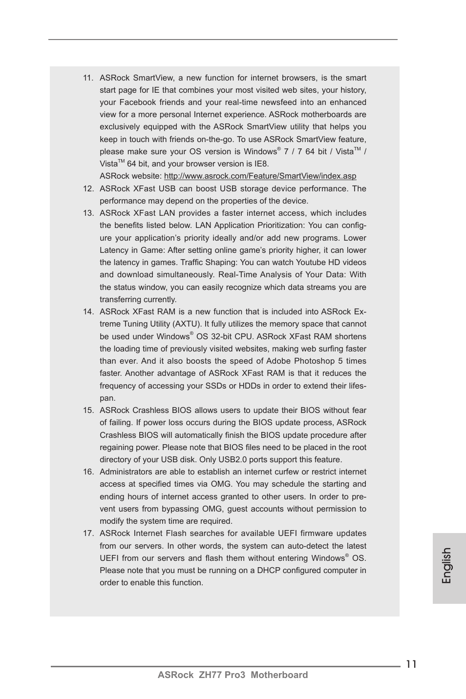 English, Asrock zh77 pro3 motherboard | ASRock ZH77 Pro3 User Manual | Page 11 / 102