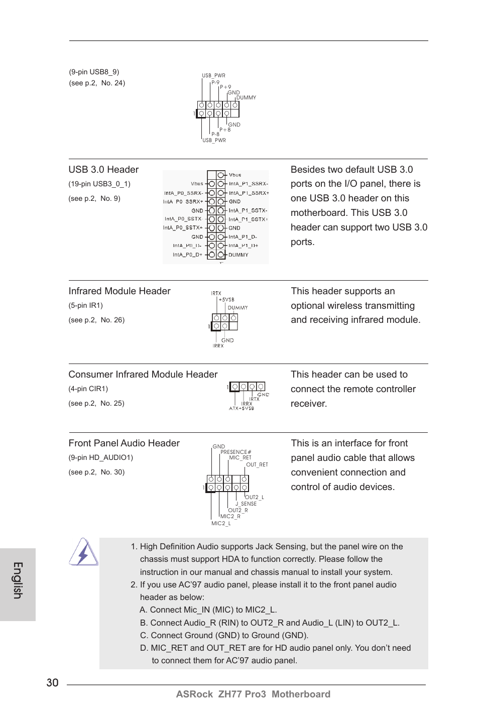 English | ASRock ZH77 Pro3 User Manual | Page 30 / 102