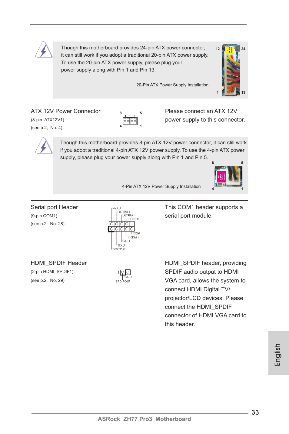 English | ASRock ZH77 Pro3 User Manual | Page 33 / 102