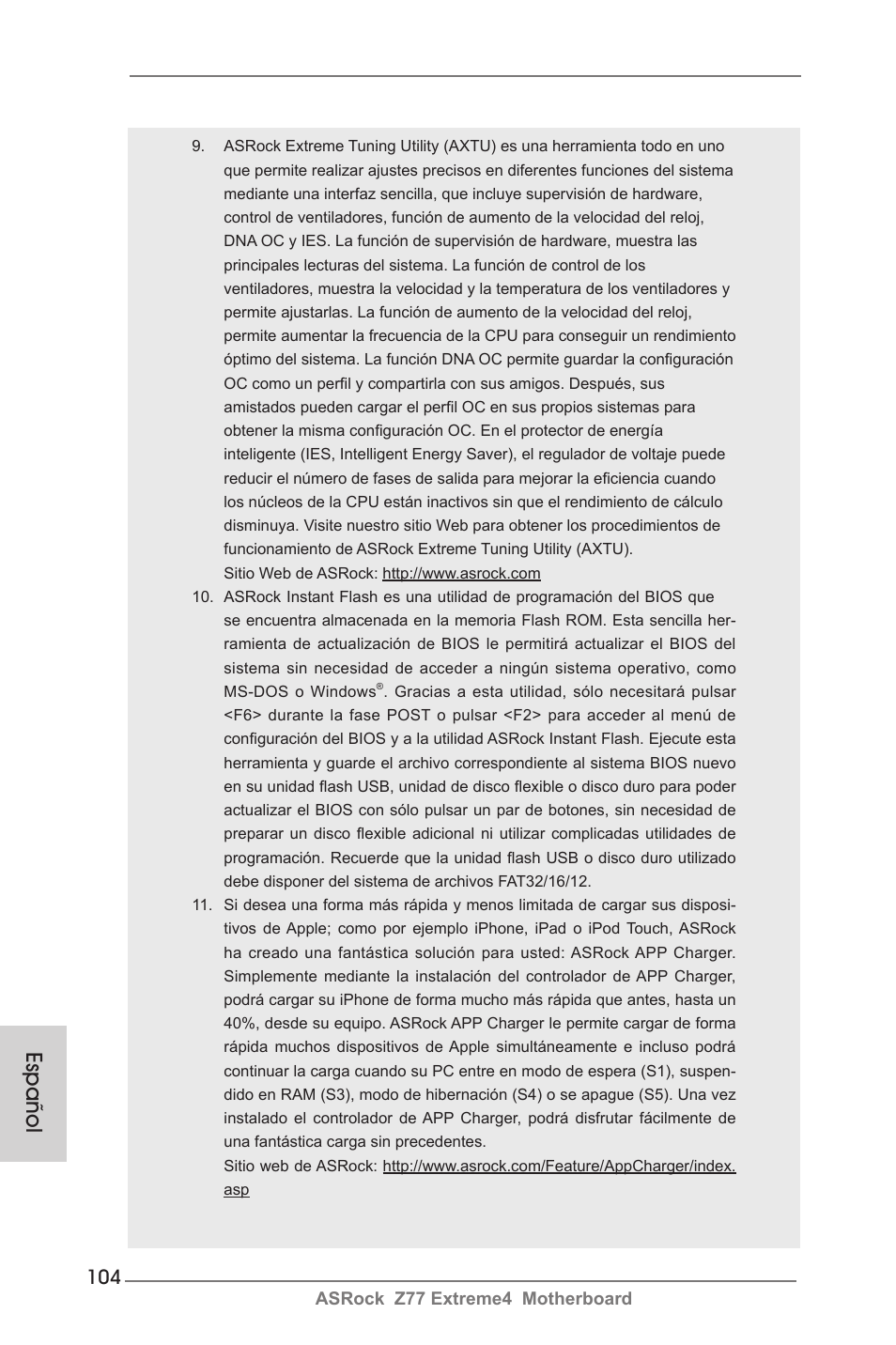 Español | ASRock Z77 Extreme4 User Manual | Page 104 / 221