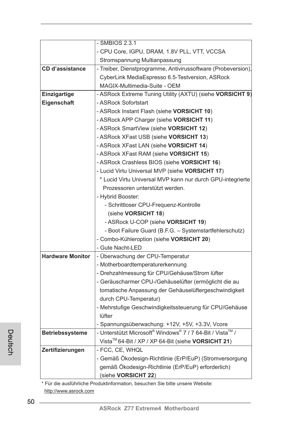 Deutsch | ASRock Z77 Extreme4 User Manual | Page 50 / 221