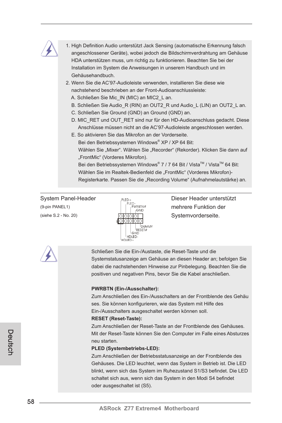 Deutsch | ASRock Z77 Extreme4 User Manual | Page 58 / 221