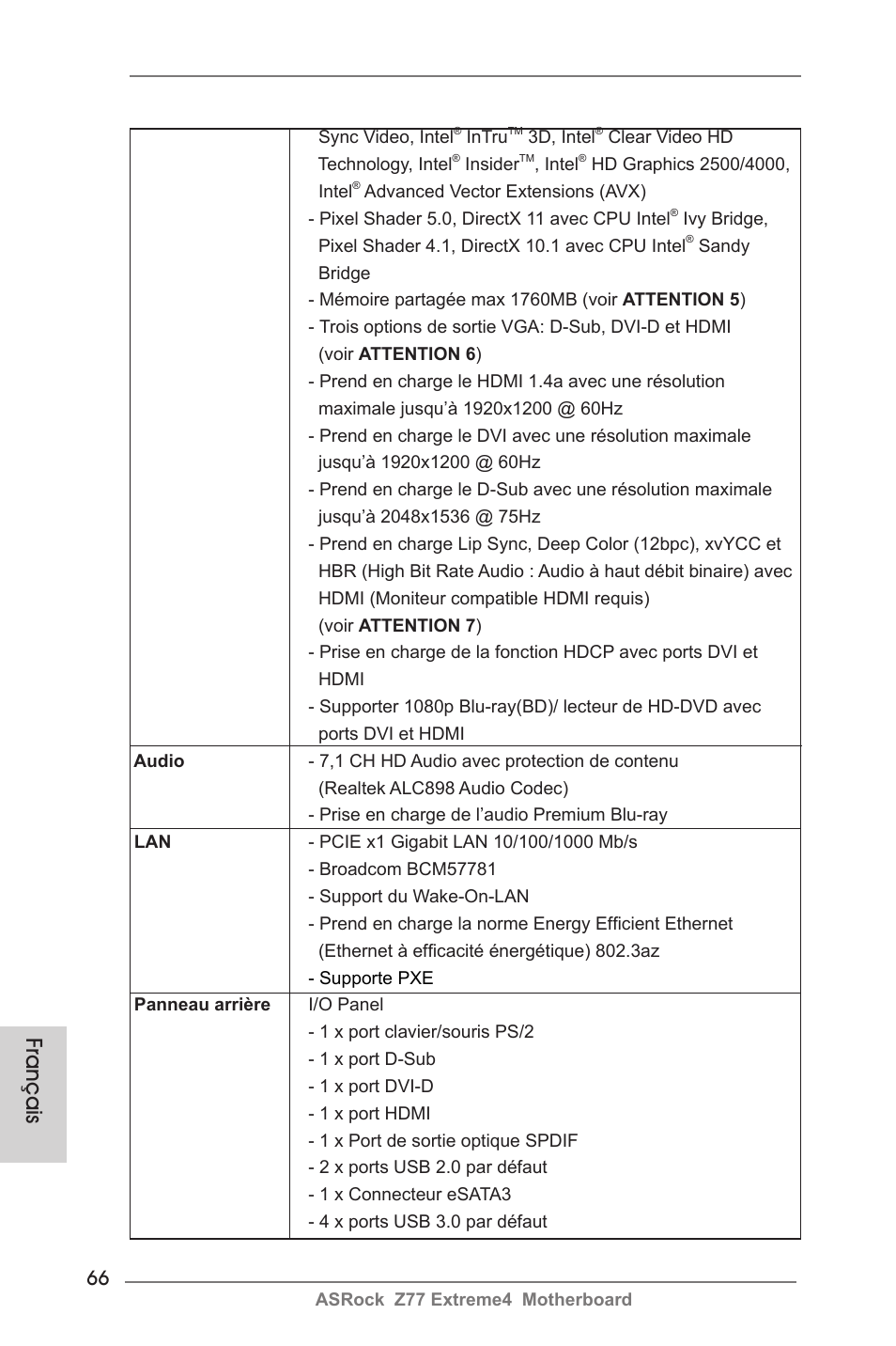 Français | ASRock Z77 Extreme4 User Manual | Page 66 / 221