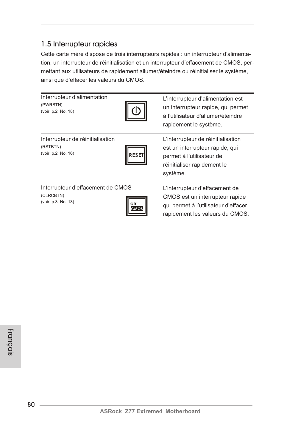 Français, 5 interrupteur rapides | ASRock Z77 Extreme4 User Manual | Page 80 / 221