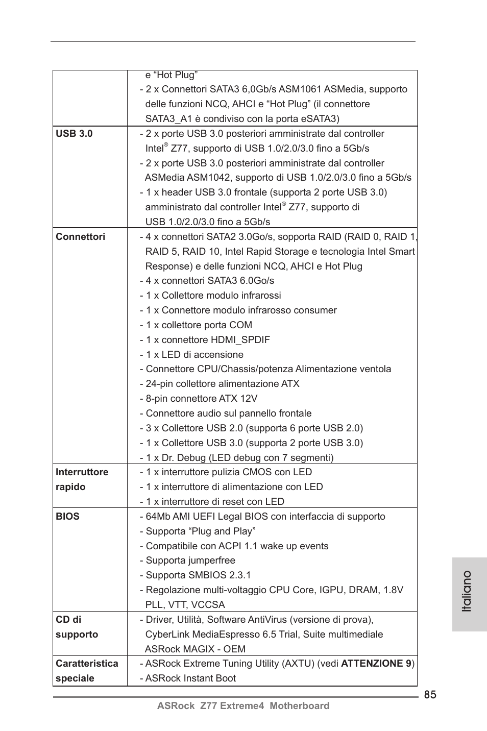 Italiano | ASRock Z77 Extreme4 User Manual | Page 85 / 221