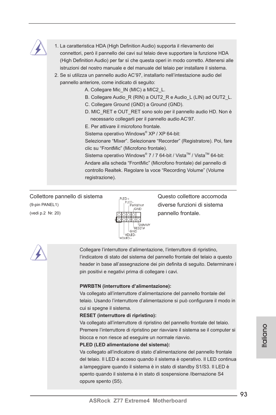 Italiano | ASRock Z77 Extreme4 User Manual | Page 93 / 221