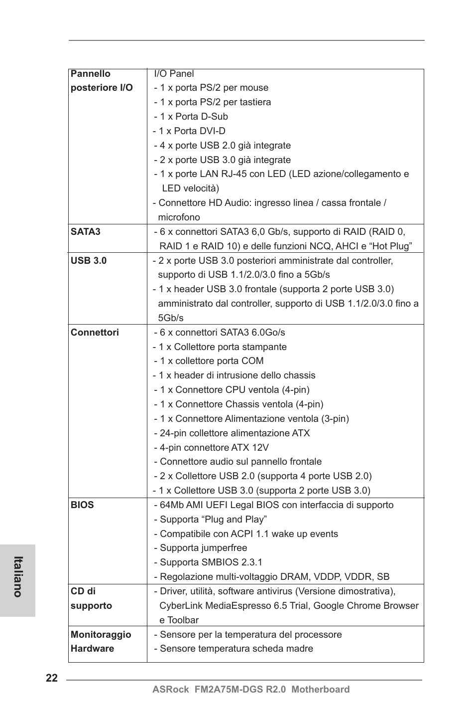 Italiano | ASRock FM2A75M-DGS R2.0 User Manual | Page 22 / 59