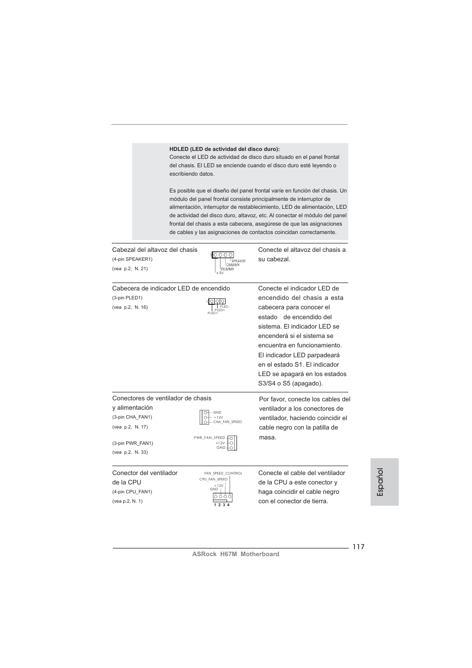 Español | ASRock H67M User Manual | Page 117 / 253