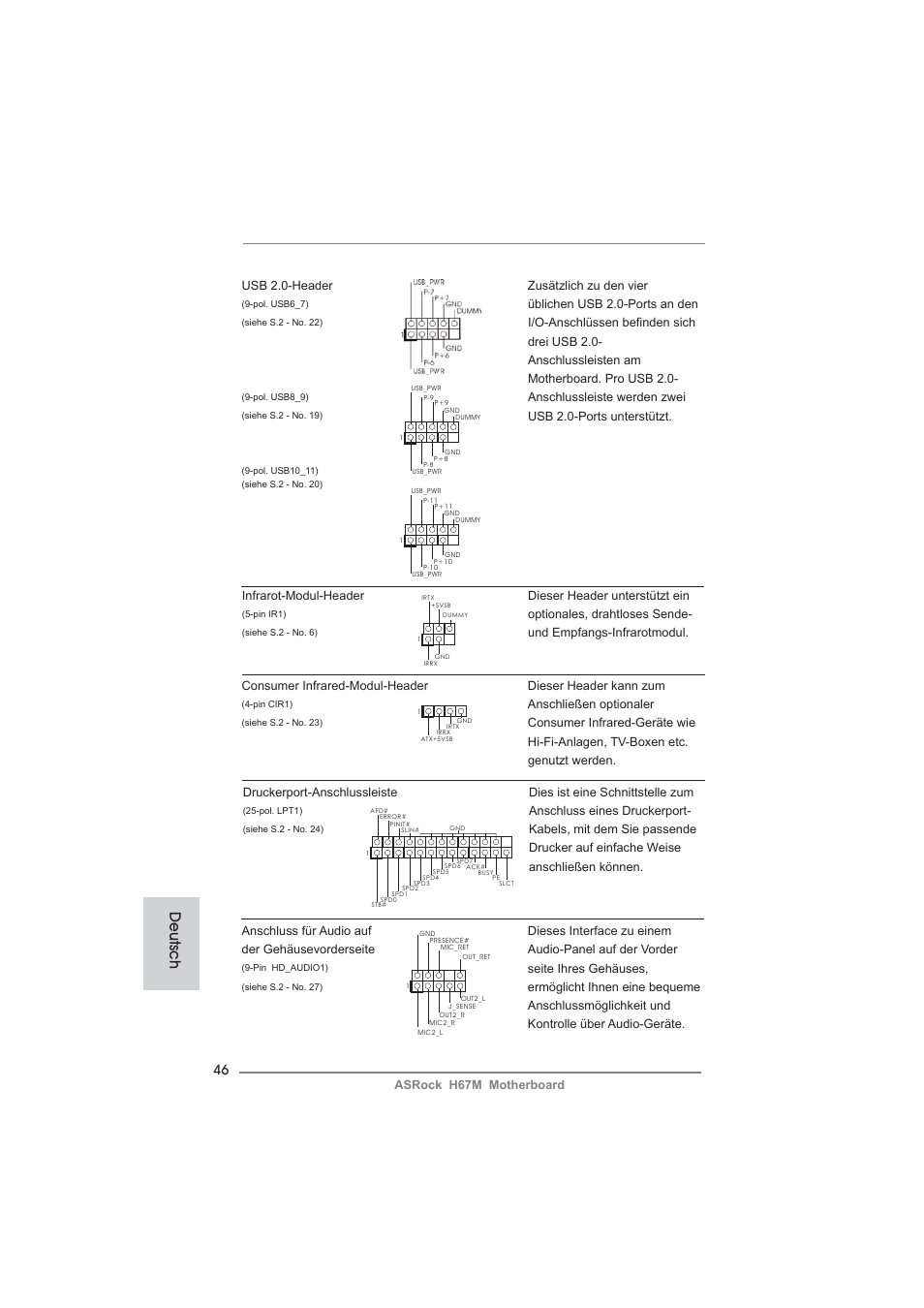 Deutsch | ASRock H67M User Manual | Page 46 / 253