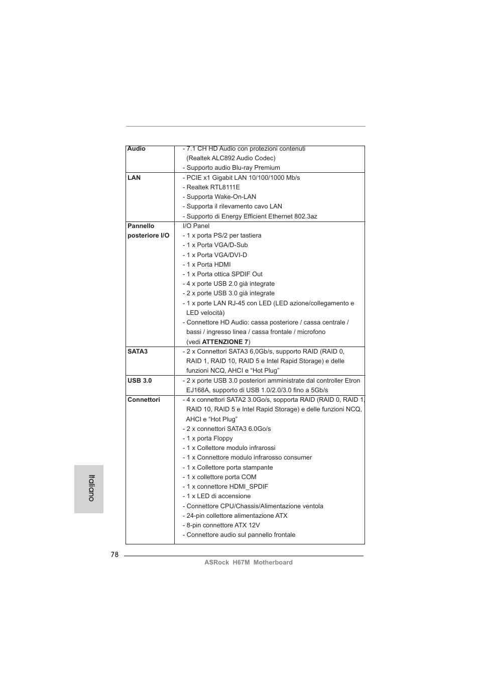 Italiano | ASRock H67M User Manual | Page 78 / 253
