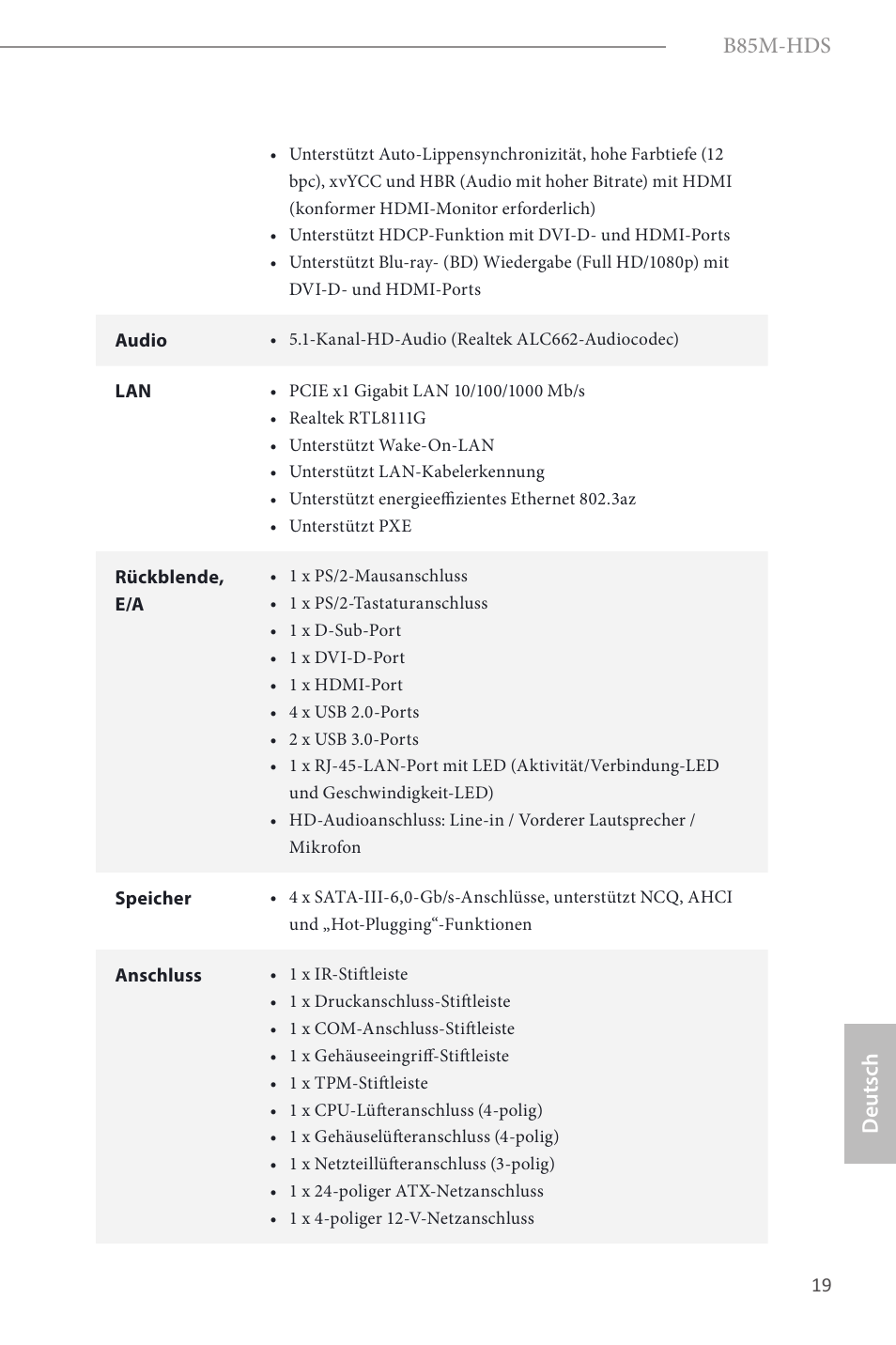 B85m-hds, Deutsch | ASRock B85M-HDS User Manual | Page 21 / 57