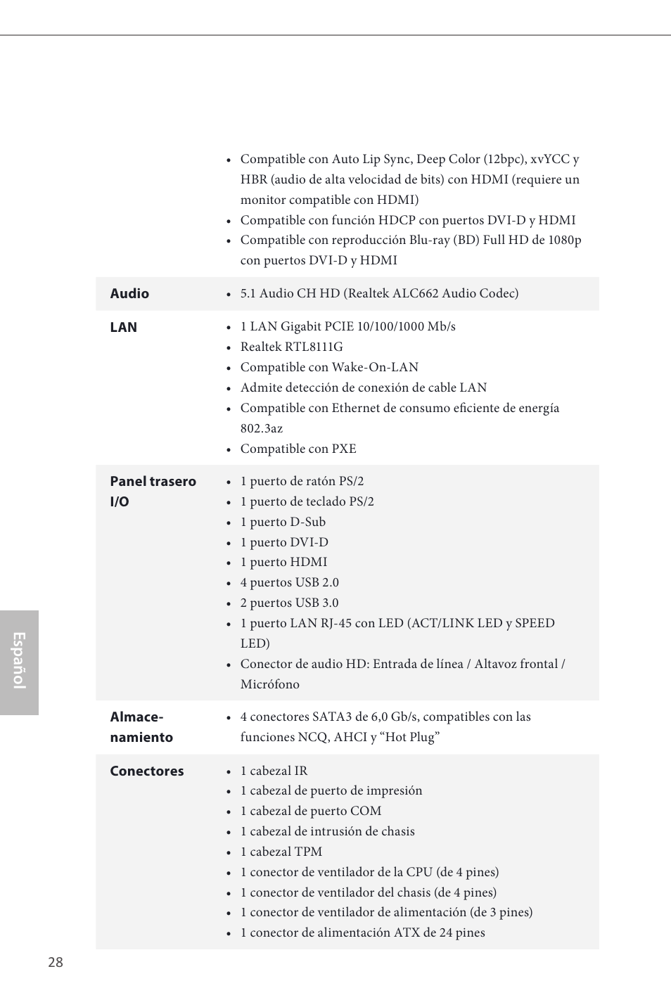 Español | ASRock B85M-HDS User Manual | Page 30 / 57