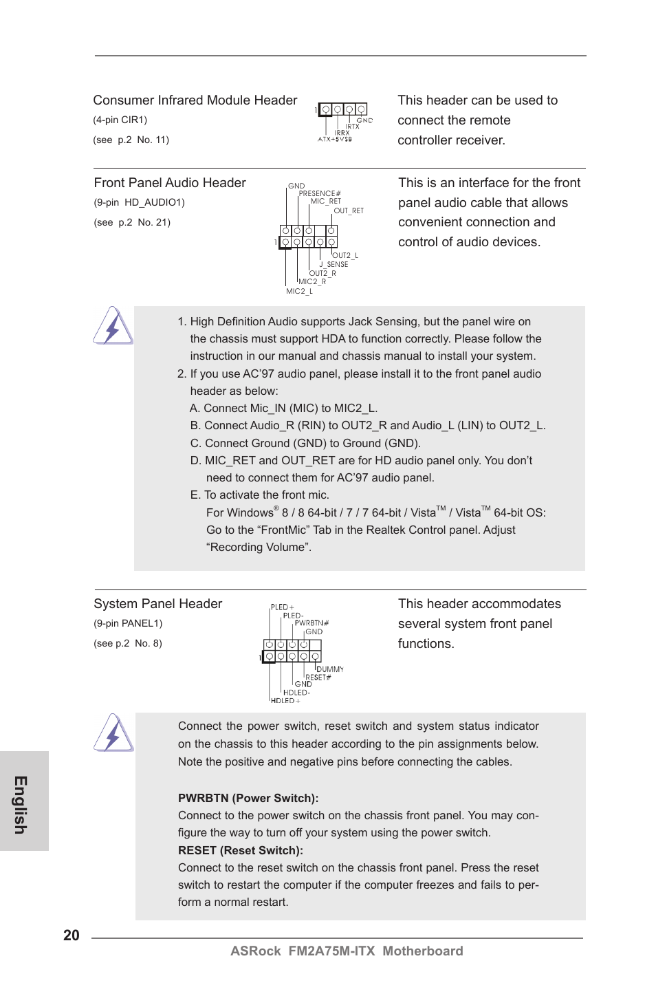 English | ASRock FM2A75M-ITX User Manual | Page 20 / 146