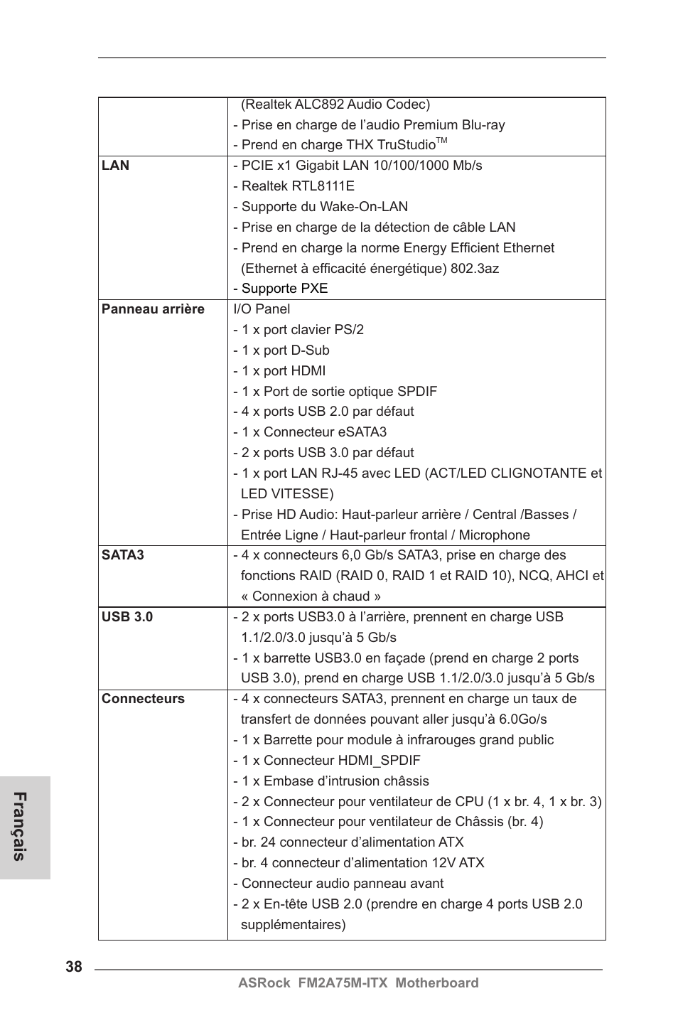 Français | ASRock FM2A75M-ITX User Manual | Page 38 / 146