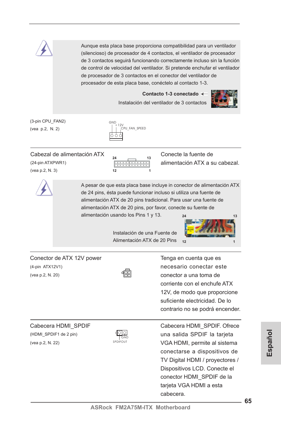 Español | ASRock FM2A75M-ITX User Manual | Page 65 / 146