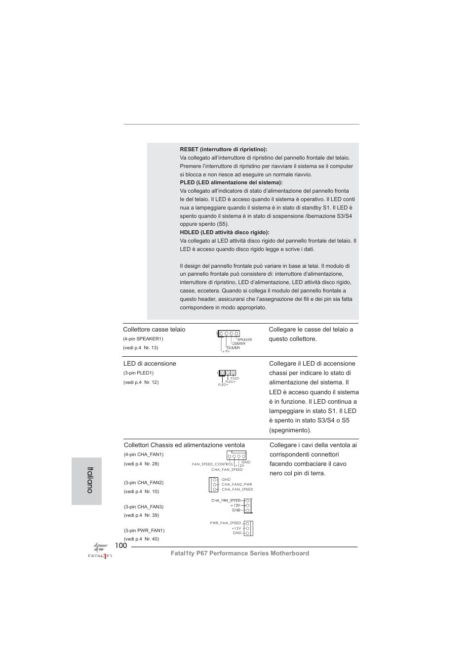 Italiano | ASRock Fatal1ty P67 Performance User Manual | Page 100 / 266