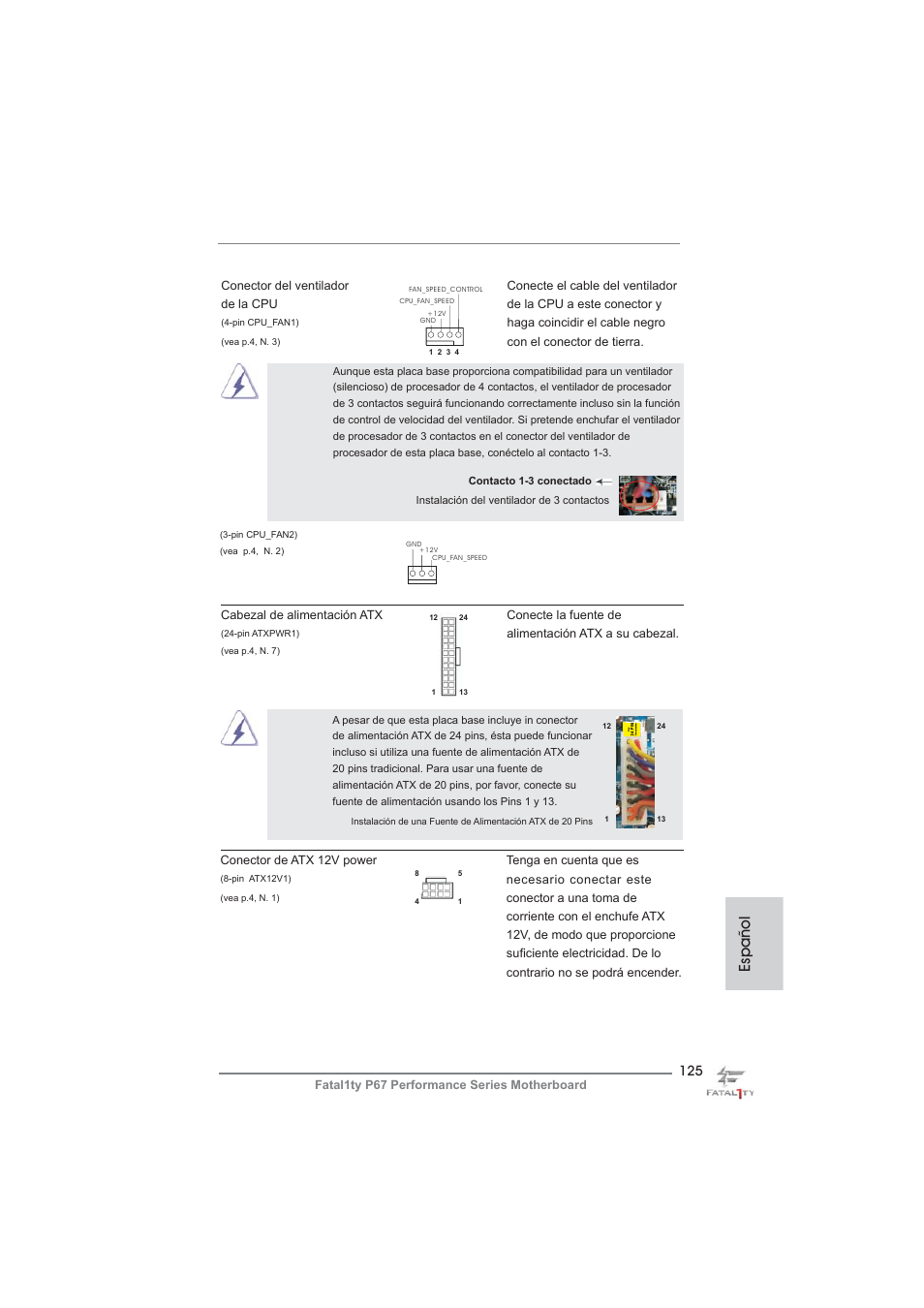 Español | ASRock Fatal1ty P67 Performance User Manual | Page 125 / 266