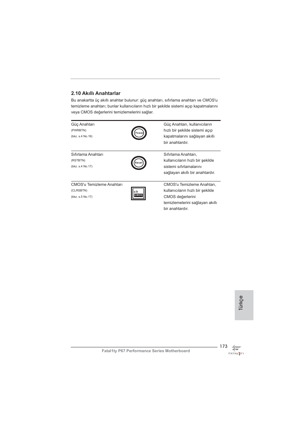 Türkçe 2.10 akıllı anahtarlar | ASRock Fatal1ty P67 Performance User Manual | Page 173 / 266
