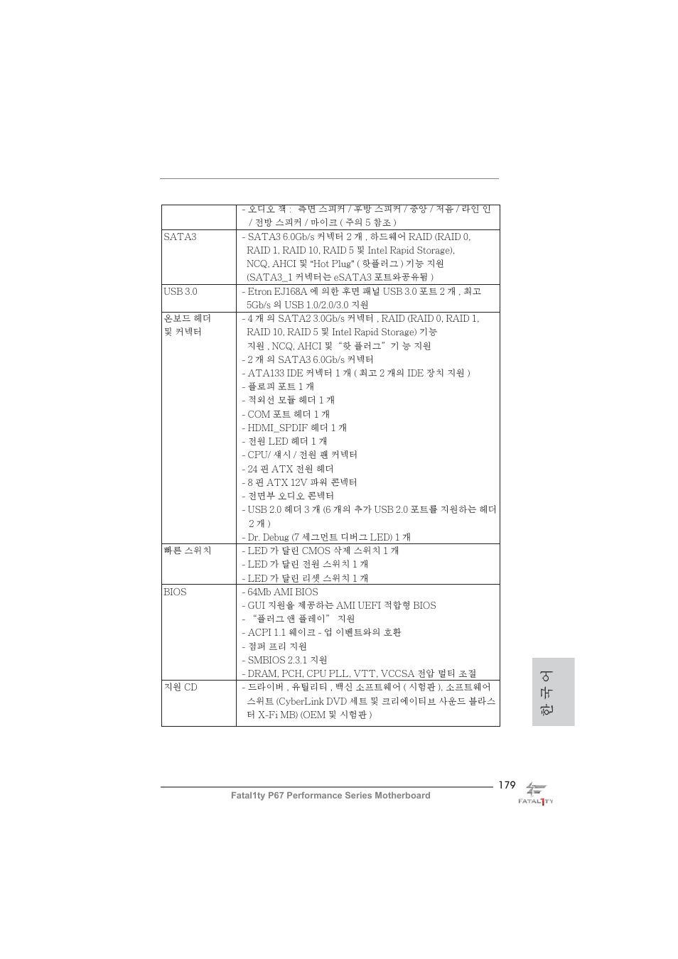 한 국 어 | ASRock Fatal1ty P67 Performance User Manual | Page 179 / 266