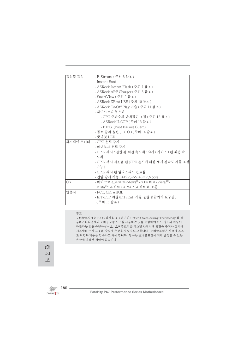한 국 어 | ASRock Fatal1ty P67 Performance User Manual | Page 180 / 266