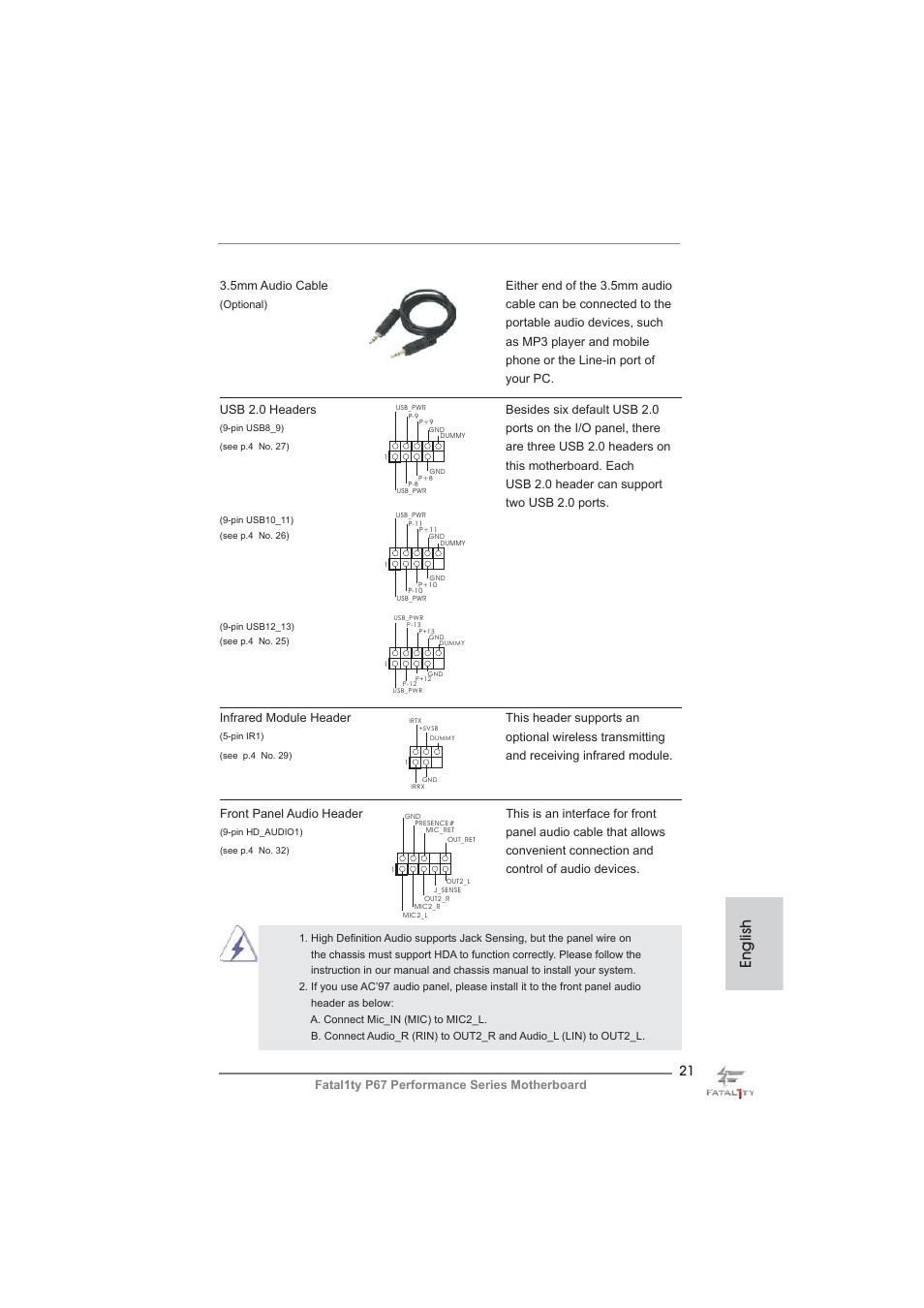 English | ASRock Fatal1ty P67 Performance User Manual | Page 21 / 266