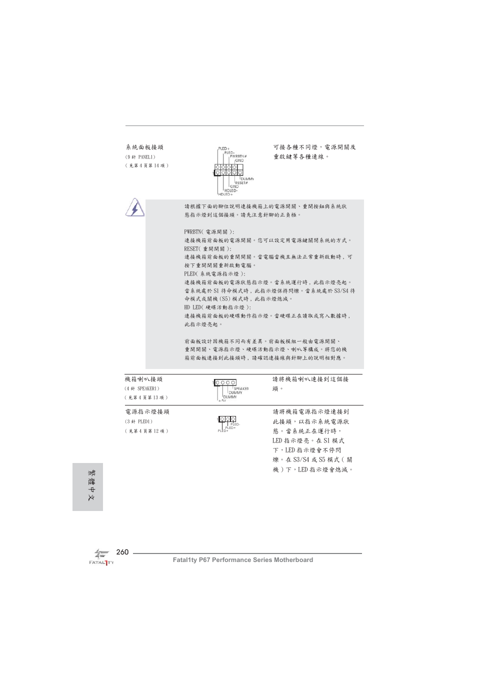 繁體中文 | ASRock Fatal1ty P67 Performance User Manual | Page 260 / 266