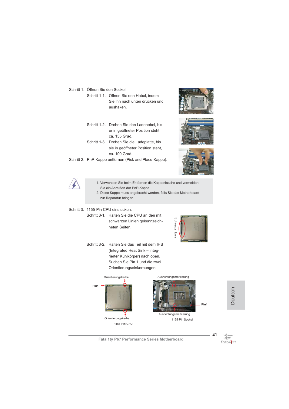 Deutsch | ASRock Fatal1ty P67 Performance User Manual | Page 41 / 266