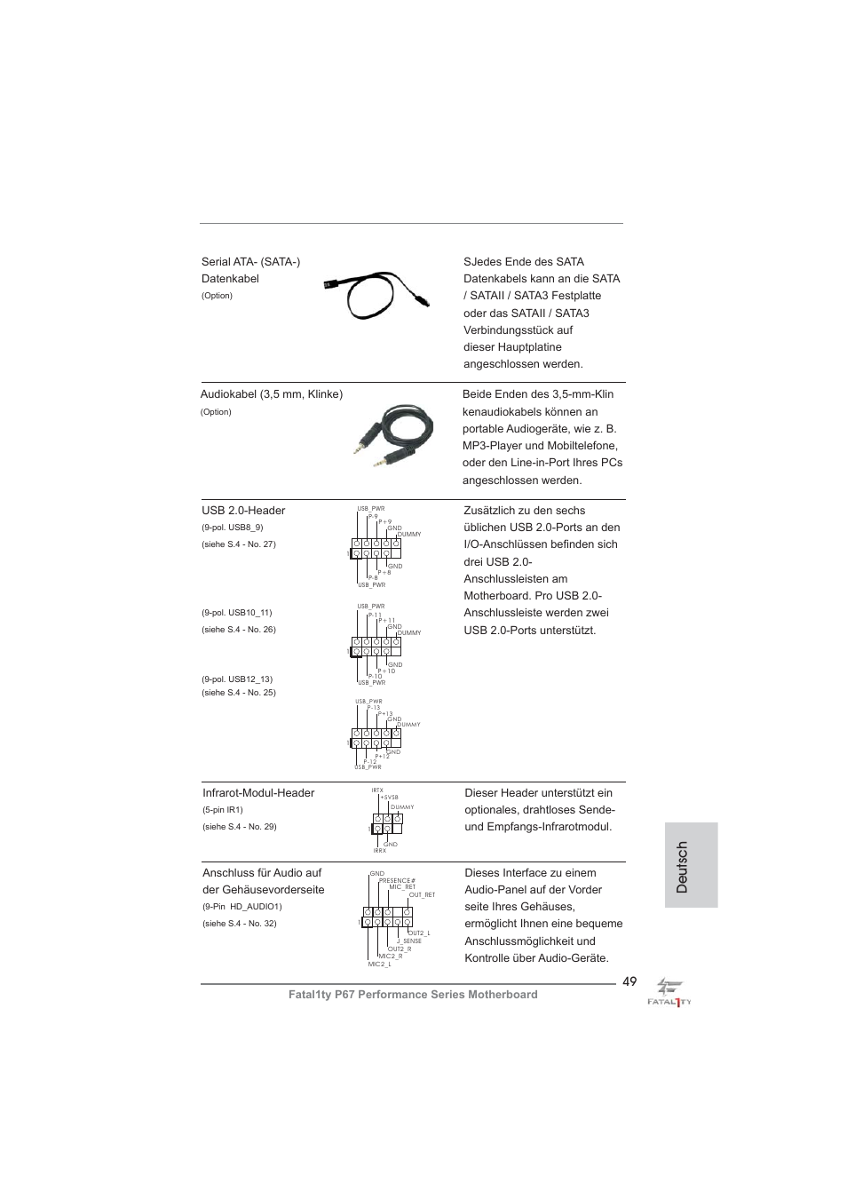 Deutsch | ASRock Fatal1ty P67 Performance User Manual | Page 49 / 266